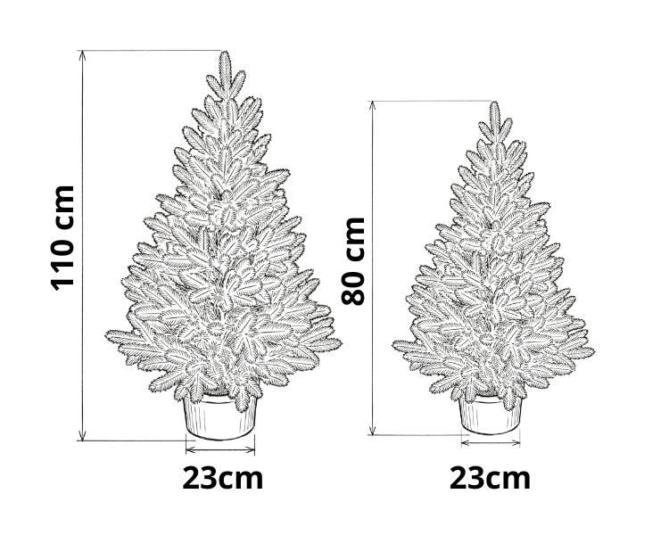 Abmessungen der Weihnachtsbäume