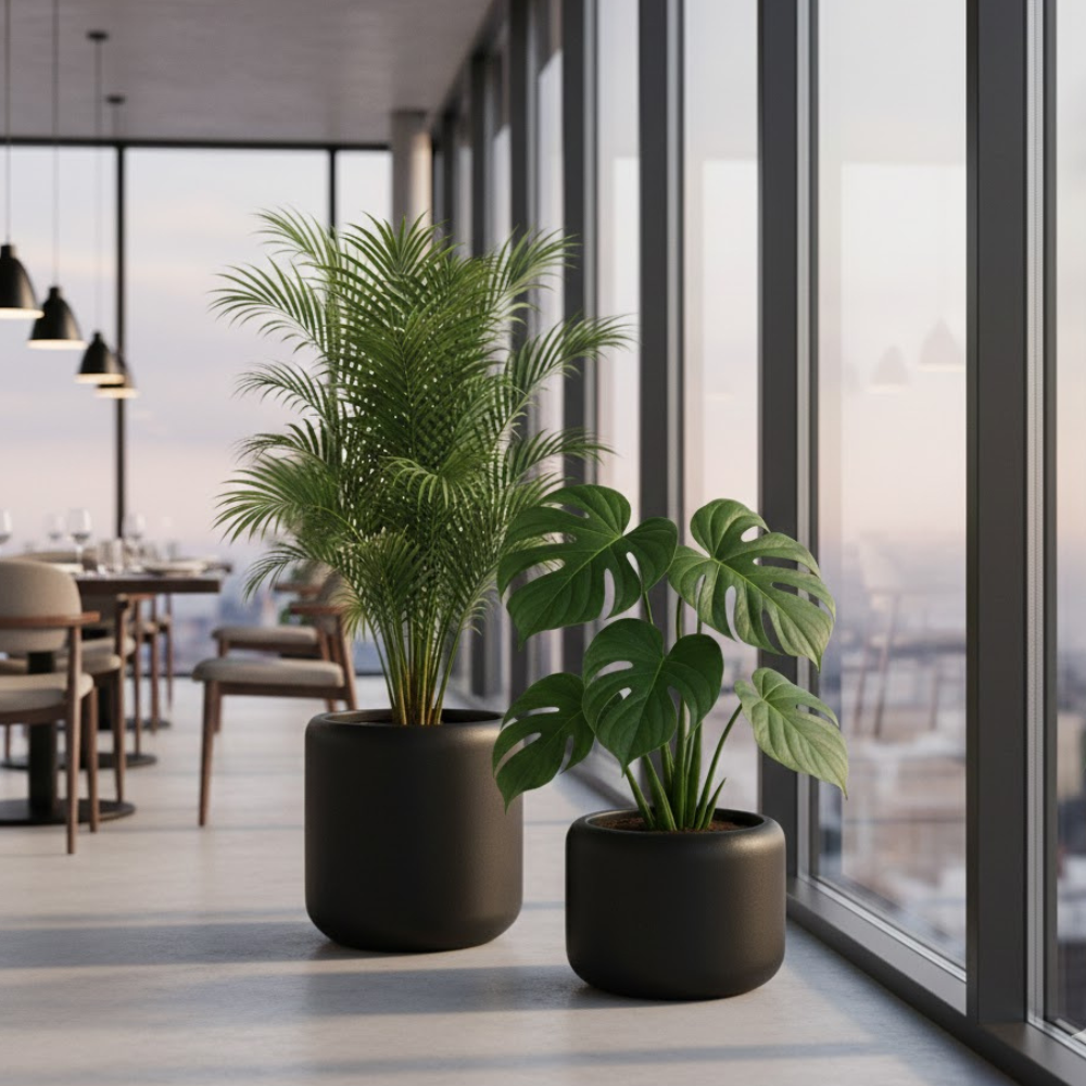 Ambiente Höhe 30 und 45 cm mit Einsatz, schwarz, Set Ambiente-mala-i-srednia_-zestaw-ciemny-grafit