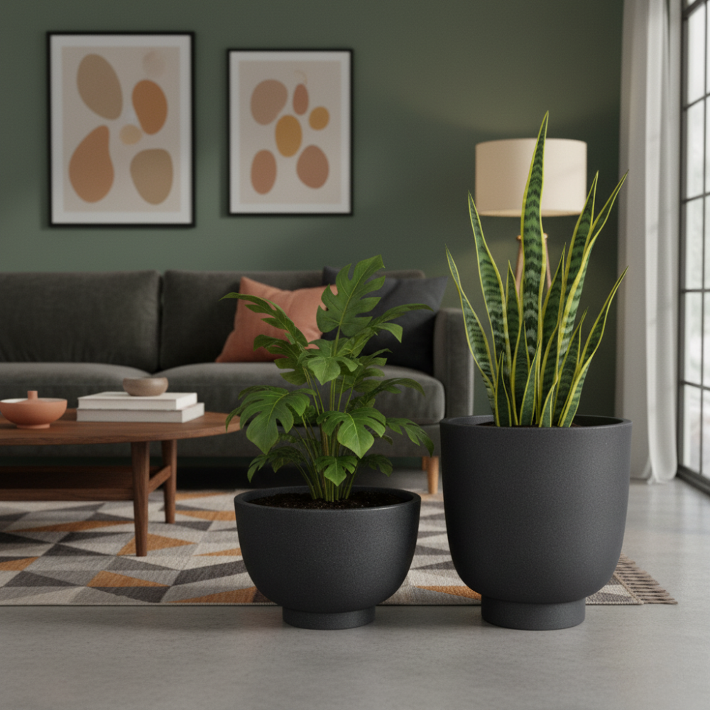 Terrassenblumentopf Vivo, Höhe 26 und 40 cm, anthrazit, Set Donica_Vivo_antracyt_zestaw