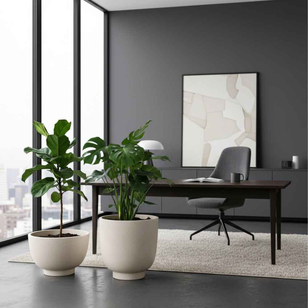 Donica na taras Vivo wys. 26 i 40 cm, kremowy, zestaw Donica_Vivo_krem_zestaw