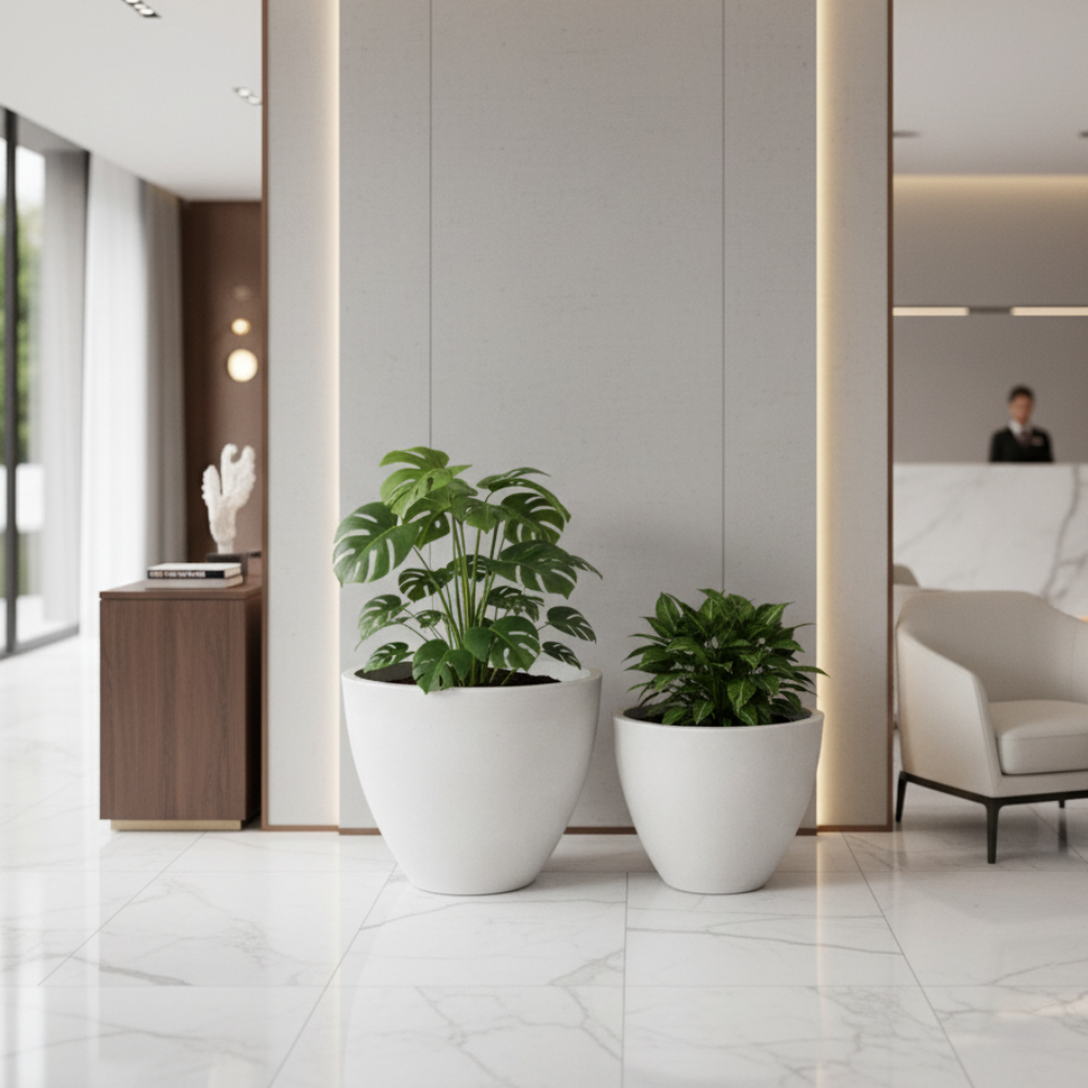 Blumenkübel für das Wohnzimmer Aria H 32 und 40 cm, creme, Set Donice_Aria_zestaw