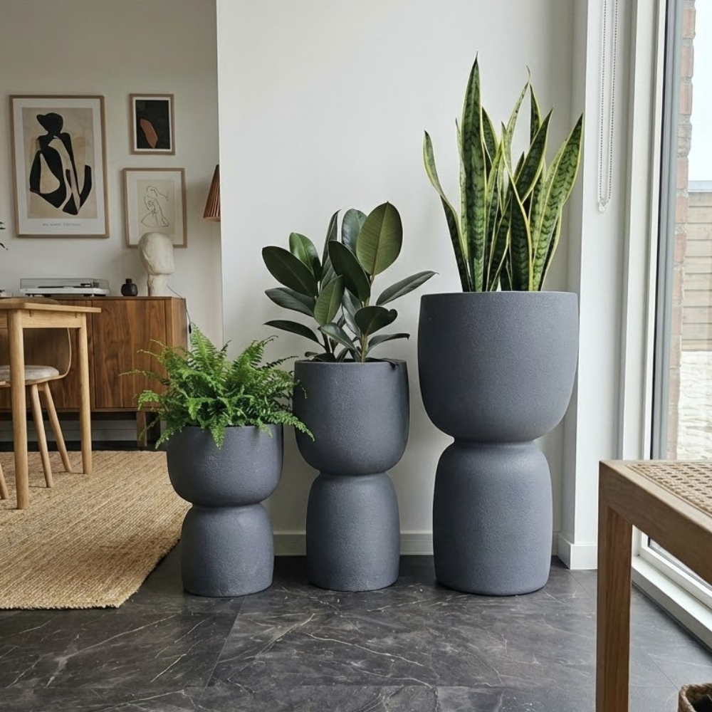 Duala Pflanzkübel, 3er-Set, anthrazit