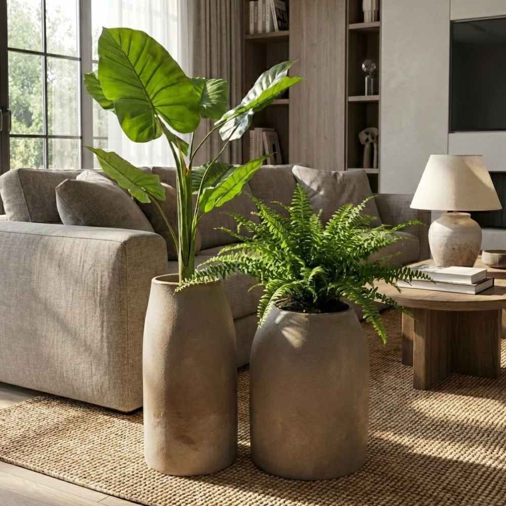 Hoher Blumentopf Epoco, H 60 und 70 cm, braun, Set