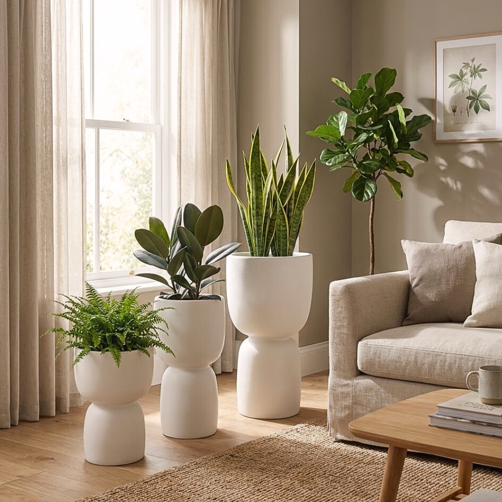 Gartenblumenkübel Duala, H 41, 54 und 70 cm, creme, Set