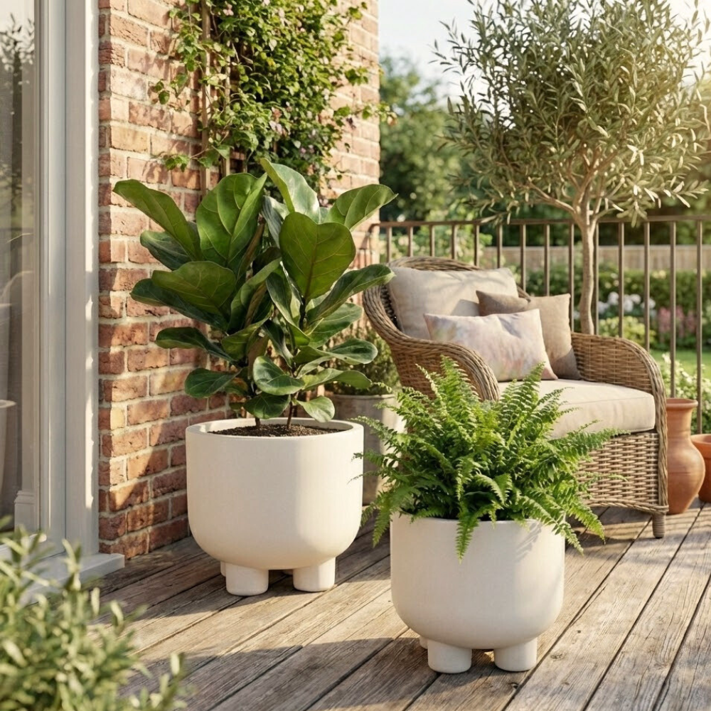 Blumenkasten auf Füßen Roto, H 33 und 42 cm, creme, Set