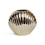 Keramikvase in Muschelform Shell h15x18 cm, gold