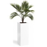 Rechteckiger quadratischer Fiberglas-Topf Pillar, H 71 x 30 cm, weiß