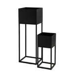 Metall-Blumenbeet 2er-Set, schwarz