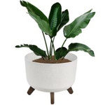 Runder Blumentopf auf Beinen Valeria H 22x29 cm, gebrochenes Weiß