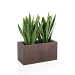 Rechteckiger Blumentopf Lungo 38 cm mit Boden, Corten