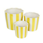 Vanity Lemon gelb gestreifte Keramik Blumentöpfe H.11, 15 und 19 cm, Set