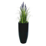 Hohe runde Fiberglas-Topf Tulip H 62 cm Durchmesser 32 cm, schwarz