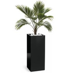 Rechteckiger quadratischer Fiberglas-Topf Pillar, H 71 x 30 cm, schwarz