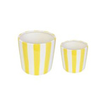 Vanity Lemon gelb gestreifte Keramik Blumentöpfe H.11 und 15 cm, Set