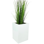 Rechteckiger quadratischer Fiberglas-Topf Pillar, H 58 x 41 cm, weiß