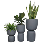 Gartenblumenkübel Duala, H 41, 54 und 70 cm, anthrazit, Set